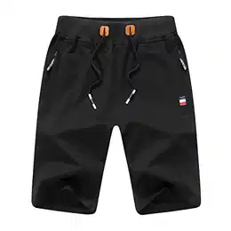 Sport Shorts Herren Kurze Hose Sommer beiläufig Baumwolle Elastische Taille Sweat Shorts Schwarz Medium