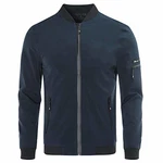 YOUTHUP Herren Leichte Bomberjacke Sommer Übergangsjacke mit Ärmeltasche Freizeitjacke Blau (1801)