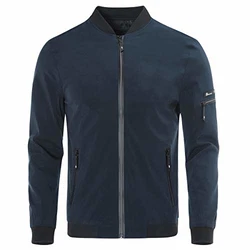 YOUTHUP Herren Leichte Bomberjacke Sommer Übergangsjacke mit Ärmeltasche Freizeitjacke Blau (1801)