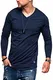JACK & JONES Herren Langarmshirt Infinity Longshirt V-Neck T-Shirt Casual Basic (M, Navy Blazer)
