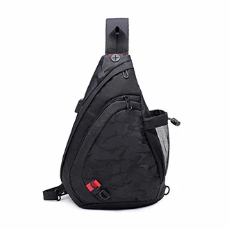 FANDARE Brusttasche Sling Rucksack Schultertasche mit USB Chest Bag Crossbody Umhängetasche Sporttasche für Herren Damen Junge Mädchen Reise Crossover Daypack Wandern Bergsteigen Schwarz