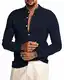 AUDATE Leinenhemd Herren Hemd Herren Kurzarm Sommerhemd Herren Regular Fit Freizeithemd Marine M