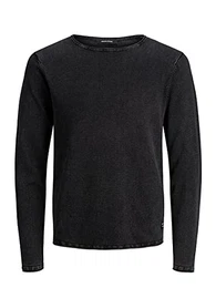 Herren JJELEO Knit Crew Neck NOOS 12174001, Caviar, M
