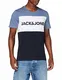 JACK & JONES Herren JJELOGO Blocking Tee SS NOOS T-Shirt, China Blue, M