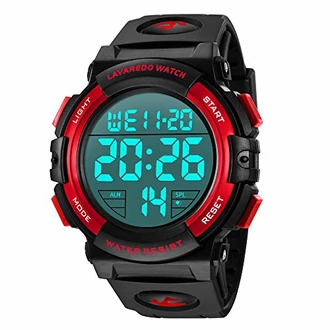 A ALPS Digital Herren Uhren - Sport Outdoor Armbanduhr 5 ATM wasserdichte Uhren mit Wecker/Kalender/Stoppuhr/Stoßfest Schwarz A ALPS Digital Herren Uhren - Sport Outdoor Armbanduhr 5 ATM wasserdichte Uhren mit Wecker/Kalender/Stoppuhr/Stoßfest Schwarz