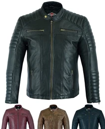 Lederjacke herren schaffell echtleder - Lässige motorrad bikerstil jacke mantel Schwarz - M