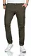 A. Salvarini Herren Designer Cargo Stoff Hose Cargohose Regular Slim [AS-260-Olive-W32-L32]