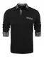 COOFANDY Herren Polohemd Einfarbig Basic Langarm Poloshirt Kontrast Kragen mit kariert