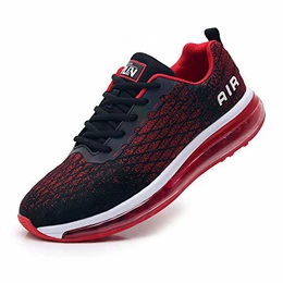 Sneaker Herren Damen Sportschuhe Cushion Schuhe Laufschuhe Luftkissen Turnschuhe Fitness Gym Leichtes Bequem(8998-BK/Red43)