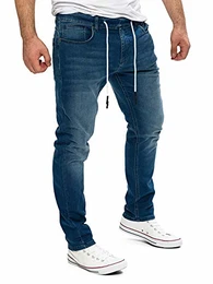 Jogger Herren Sweathose in Jeansoptik Baumwoll JoggJeans Haremshose Jogging Jeans Erik, Blau (Feded Blue 174021), W32/L32
