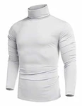 COOFANDY Rollkragenpullover Herren Langarmshirt Weiß