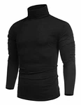 COOFANDY Rollkragenpullover Herren Langarmshirt Schwarz