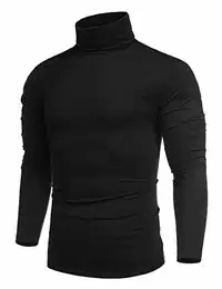 Herren Rollkragen Pullover Rollkragenshirt Dünner Rollkragenpullover Slim Fit Rolli Herren Langarm Unterziehrolli Baumwolle Langarmshirts Longsleeve Schwarz M