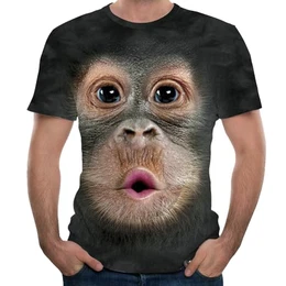 Unisex Erwachsene Kinder Neuheit 3D Digitaldruck Gorilla T-Shirt Kurzarm Tops Bluse Tee Schwarz SN07612 M