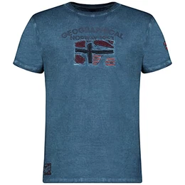 JOTZ Men – T-Shirt aus Baumwolle für Herren – Logo Druck – Kurzarm – Rundhalsausschnitt Regular Fit Casual Stil (Entenblau, M)