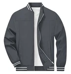 TACVASEN Herren Bomberjacke Pilotenjacke Übergangsjacke Grau