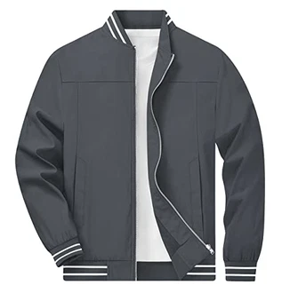TACVASEN Herren Bomberjacke Pilotenjacke Übergangsjacke Grau TACVASEN Herren Bomberjacke Pilotenjacke Übergangsjacke Grau