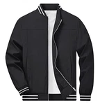 TACVASEN Herren Bomberjacke Pilotenjacke Übergangsjacke Schwarz