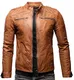 Crone Meo Herren Lederjacke Cleane Basic Echtleder Jacke (M, Cognac (Rindsleder))