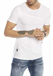 T-Shirt Herren Kurzarm Strick Casual Vintage Rundhalsausschnitt Weiß M