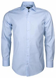 Herren Baumwolle Regular Fit Langarm Bügelfrei natürlicher Stretch Hemd, Hellblau, 38