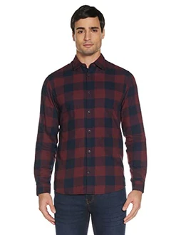 JACK & JONES Herren JJEGINGHAM Twill Shirt L/S NOOS Hemd Schwarz/Rot/Dunkelrot/Lila