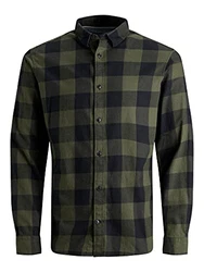 JACK & JONES Herren JJEGINGHAM Twill Shirt L/S NOOS Hemd Staubig Olive