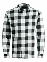 JACK & JONES Herren JJEGINGHAM Twill Shirt L/S NOOS Hemd Whisper White