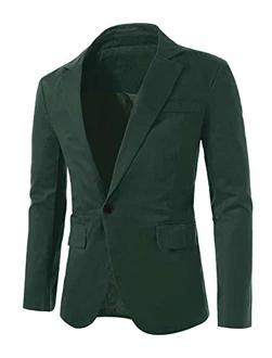 uxcell Herren Slim Fit Reverskragen EIN-Knopf Blazer Sakko Grün