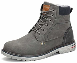 Herren Wasserdicht Winterschuhe Winterstiefel Warm Gefüttert Stiefel Kurzschaft PU Leder Winter Boots Schneestiefel Outdoor rutschfest Leicht Wanderschuhe Damen (Grau, 43 EU)