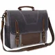 NEWHEY Umhängetasche Herren Aktentasche Laptoptasche Leder wasserdichte Canvas Messenger Bag Arbeitstasche Groß Vintage Schultertasche Notebooktasche 15.6 Zoll Grau