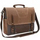NEWHEY Umhängetasche Herren Aktentasche Laptoptasche Leder wasserdichte Canvas Messenger Bag Arbeitstasche Groß Vintage Schultertasche Notebooktasche 15.6 Zoll Braun