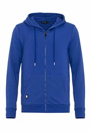 Herren Sweatjacke Kapuzenpullover Zip Hoodie mit Reißverschluss Premium Basic Saxeblau M