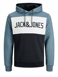 JACK & JONES Herren Jjelogo Blocking Sweat Hood Sts Kapuzenpullover China Blue