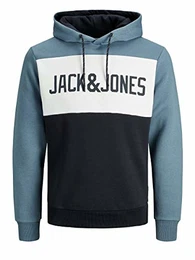 Herren Jjelogo Blocking Sweat Hood STS Kapuzenpullover, China Blue, M EU