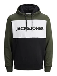 Herren Warmer Print Hoodie Logo Sweater Pullover Basic Kapuzen Sweatshirt JJELOGO. Farben:Grün. Größe Pullover:XL