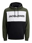 JACK & JONES Herren Jjelogo Blocking Sweat Hood Sts Kapuzenpullover Forest Night