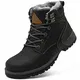 Mishansha Herren Warme Gefüttert Schneestiefel Erwachsene Waterproof Winddicht Winter Schuhe Kurzschaft Klassische Schneeschuhe Schnürsenkel Schnee Stiefel Outdoor, Trek Schwarz 43