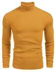 COOFANDY Herren Rollkragen Pullover Langarmshirt Slim Fit Basic Sweater Gelb