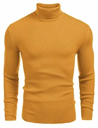 Herren Rollragen Pullover Langarmshirt Feinstrick Sweater Freizeit Slim fit Basic Männer Pullover