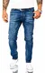 Rock Creek Designer Herren Jeans Hose Stretch Jeanshose Basic Slim Fit Jeans Hosen Denim Used Look Destroyed Herrenhose Elegant RC-2166 Blau W32 L32