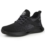 tqgold Sicherheitsschuhe Herren Damen Sportlich rutschfeste Arbeitsschuhe mit Stahlkappe Leichtgewich Breathable Schuhe Schwarz