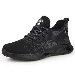 Sicherheitsschuhe Herren Damen Sportlich rutschfeste Arbeitsschuhe mit Stahlkappe Leichtgewich Breathable Schuhe(Schwarz,Größe 43)