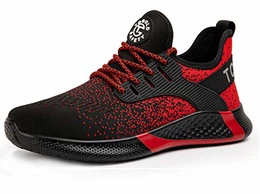 Sicherheitsschuhe Herren Damen Sportlich rutschfeste Arbeitsschuhe mit Stahlkappe Leichtgewich Breathable Schuhe(Rot,Größe 43)