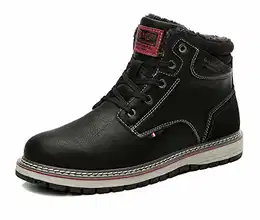 Winterschuhe Herren Warm Gefüttert Wanderstiefel Schneestiefel Gr.41-46 (43 EU, B_Schwarz mit Flaum, Größe 43)
