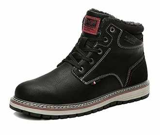 AX BOXING Winterschuhe Herren Warm Gefüttert Wanderstiefel Schneestiefel Trekkingschuhe Schwarz