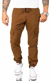 Herren Cargohose Chino Hose Cargo Hosen Pant Freizeithose Cargohosen Jogging Hosen Jeans Outdoorhose Wanderhose Braun RC-2082 W32 L32