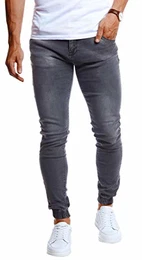 Herren Jeans Hose Slim Fit Denim Blaue graue Lange Jeanshose für Männer Coole Jungen weiße Stretch Freizeithose Graue Cargo Chino Sommer Winter Basic LN9170 Grau W32/L32
