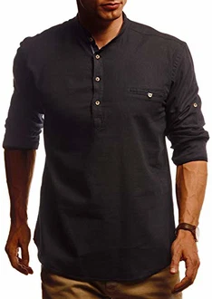 Leif Nelson Herren Leinenhemd Hemd Kurzarm T-Shirt Oversize Stehkragen (LN3865) Schwarz (LN3865) Leif Nelson Herren Leinenhemd Hemd Kurzarm T-Shirt Oversize Stehkragen (LN3865) Schwarz (LN3865)