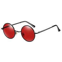 Klassische runde polarisierte UV400-Schutz Sonnenbrille mit Vintage-Kreis Metallrahmen Lennon Stil Herren Damen Brille